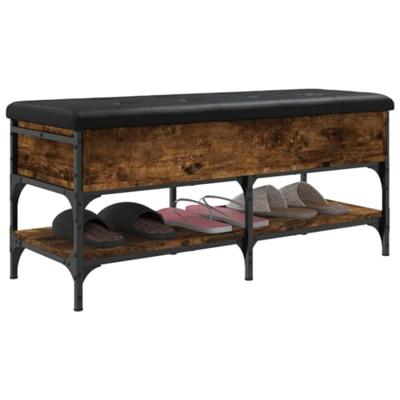 Schoenenbank 102x42x45 cm bewerkt hout gerookt eikenkleurig
