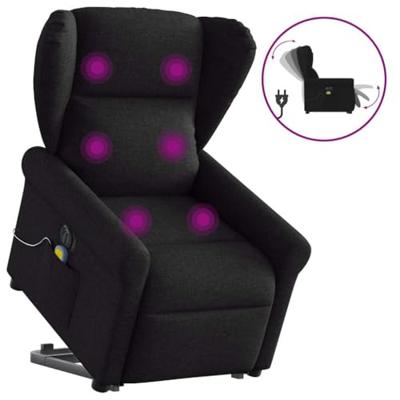 Sta-op-massagestoel elektrisch verstelbaar stof zwart - thumbnail