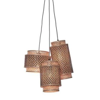 GOOD&MOJO Hanglamp 'Bhutan' 3-lamps, Bamboe, kleur Naturel GOOD&MOJO Hanglamp 'Bhutan' 3-lamps, Bamboe, kleur Naturel