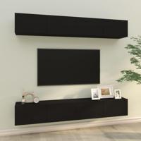 Tv-wandmeubels 4 st 100x30x30 cm zwart - thumbnail