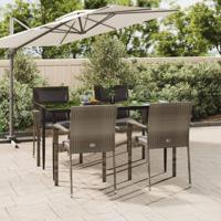 5-delige Tuinset met kussens poly rattan zwart en grijs - thumbnail
