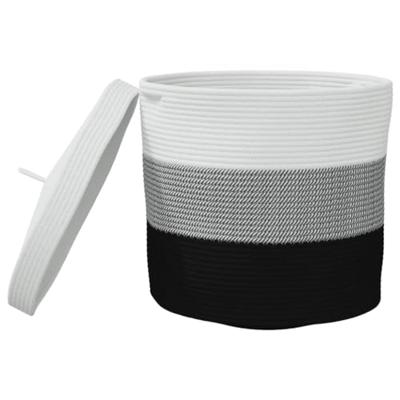 VidaXL Opbergmand met deksel ø 40x35 cm katoen wit en zwart VidaXL Opbergmand met deksel ø 40x35 cm katoen wit en zwart