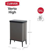 Vuilnisemmer Curver VERTO Grijs Plastic 54 L - thumbnail