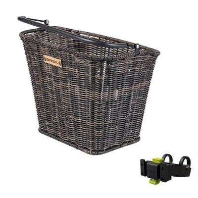 Basil bremen rattan look kf - fietsmand - voorop - inclusief kf stuurbochthouder - bruin