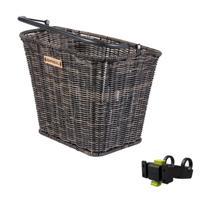 Basil bremen rattan look kf - fietsmand - voorop - inclusief kf stuurbochthouder - bruin - thumbnail