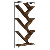 Boekenkast 79x30x180 cm bewerkt hout en metaal gerookt eiken - thumbnail