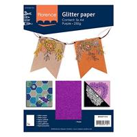 Florence • glitterpapier 250g a4 paars 5x - thumbnail