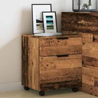 Dossierkast verrijdbaar 45x38x54cm bewerkt hout oud houtkleurig - thumbnail