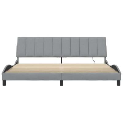 Bedframe zonder matras "Hanko" stof lichtgrijs 200x200 cm
