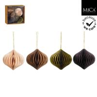 Mica Decorations Papieren Ui 8x8 cm 4 Stuks Aarde Tinten - thumbnail