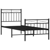 Bedframe met hoofd- en voeteneinde metaal zwart 75x190 cm - thumbnail