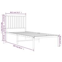 Bedframe met hoofdbord metaal zwart 80x200 cm - thumbnail