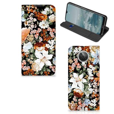 Smart Cover voor Nokia G10 | G20 Dark Flowers Smart Cover voor Nokia G10 | G20 Dark Flowers