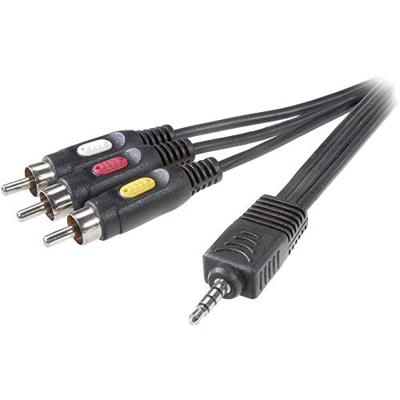 SpeaKa Professional Jackplug / Composite cinch AV Aansluitkabel [1x Jackplug male 3,5 mm - 3x Cinch-stekker] 2 m Zwart
