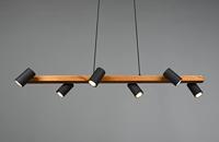 Trio HanglampMarley 6-lichts zwart met hout - 312490632 - thumbnail
