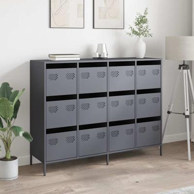 Dressoir 135x39x103,5 cm koudgewalst staal antracietkleurig