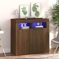 Dressoir met LED-verlichting 80x35x75 cm bruin eiken - thumbnail