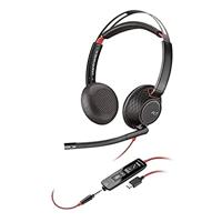 Plantronics Blackwire 5220 Binaural hoofdband zwart, rood - headsets (Call Center/bureau, hoofdband, zwart, rood, knop, kunstleer, metaal, kunststof) - thumbnail