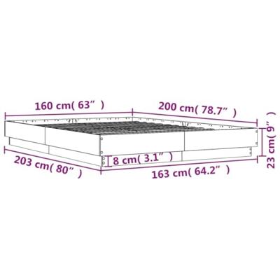 Bedframe met LED-verlichting betongrijs 160x200 cm