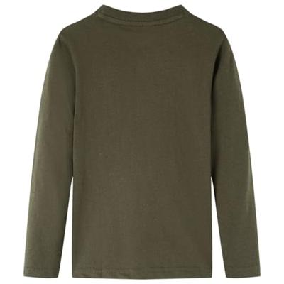 Kindershirt met lange mouwen skateboardprint 116 kakikleurig