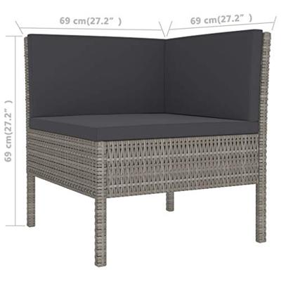 2-delige Loungeset met kussens poly rattan grijs 2-delige Loungeset met kussens poly rattan grijs