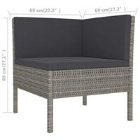 2-delige Loungeset met kussens poly rattan grijs - thumbnail