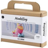 Creativ Company Mini hobbyset boetseren, monster freddy, neon roze, 1 doos - thumbnail