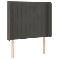 Hoofdbord met randen 203x16x78/88 cm fluweel donkergrijs - thumbnail
