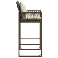 Tuinbarkrukken 2 st met kussens poly rattan bruin - thumbnail