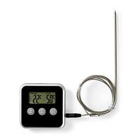 Nedis Vleesthermometer | Alarm / Timer | LCD-Scherm | 0-250 °C | Zilver / Zwart | 1 stuks - KATH105BK KATH105BK - thumbnail