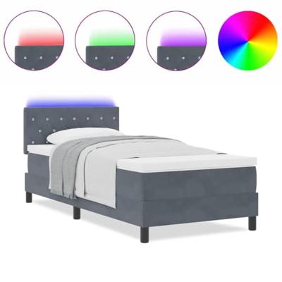Boxspringbed met matras en LED fluweel donkergrijs 90x190 cm