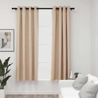 VidaXL Gordijnen linnen-look verduisterend ogen 2 st 140x175 cm beige - thumbnail