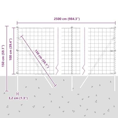 VidaXL Hek met paal groen 1 x 25 m staal