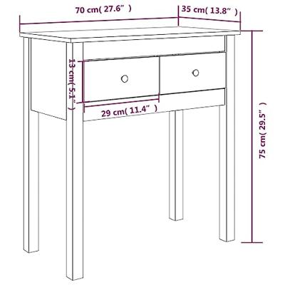 Wandtafel 70x35x75 cm massief grenenhout honingbruin