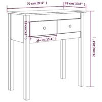 Wandtafel 70x35x75 cm massief grenenhout honingbruin - thumbnail