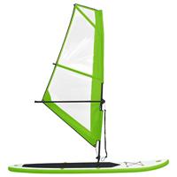 Stand Up Paddleboard opblaasbaar met zeilset groen en wit - thumbnail
