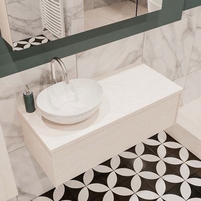 Mondiaz Lush Barco badmeubel underlayment 100 cm 1 lade mdf 1 waskom links 1 kraangat Mondiaz Lush Barco badmeubel underlayment 100 cm 1 lade mdf 1 waskom links 1 kraangat