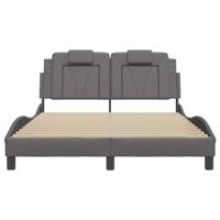Bedframe met LED-verlichting kunstleer grijs 140x200 cm - thumbnail