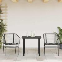 3-delige Tuinset poly rattan glas zwart - thumbnail