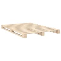 Bedframe met hoofdbord massief grenenhout wit 140x200 cm - thumbnail