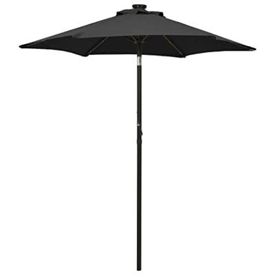 VidaXL Parasol met led-verlichting 200x211 cm aluminium zwart
