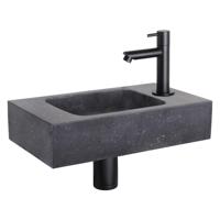 Differnz fonteinset bombai black natuursteen kraan recht mat zwart 40 x 22 x 9 cm - thumbnail