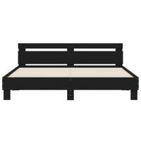 Bedframe met hoofdbord bewerkt hout zwart 160x200 cm - thumbnail