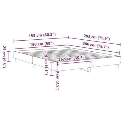 Bedframe zonder matras 150x200cm spaanplaat sonoma eikenkleurig