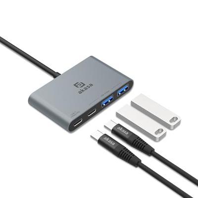 Akasa 4 Port USB-C® (USB 3.2 Gen 2) Multiport Hub with USB-C® Stecker, with Schnellladeport Aluminiu
