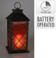 Lantaarn met verlichting 28 cm zwart - thumbnail