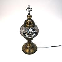 Oosterse Tafellamp Mozaïek 1 bol - zwart rood design H34cm - M - thumbnail