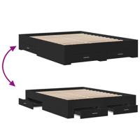 Bedframe met lades bewerkt hout zwart 150x200 cm - thumbnail