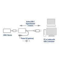 ACT Actieve USB C Verlengkabel, USB 3.2 SuperSpeed 5 Gbps, Optionele 5V Stroomadapter, Verlenging tot 15m, Kabellengte 5m - AC7060 - thumbnail
