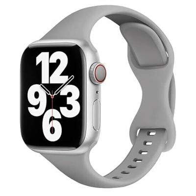 By Qubix - Sportbandje Slim Fit - Grijs - Compatible met Apple Watch 44mm / 45mm / 46mm / 49mm - Compatible Apple watch bandjes